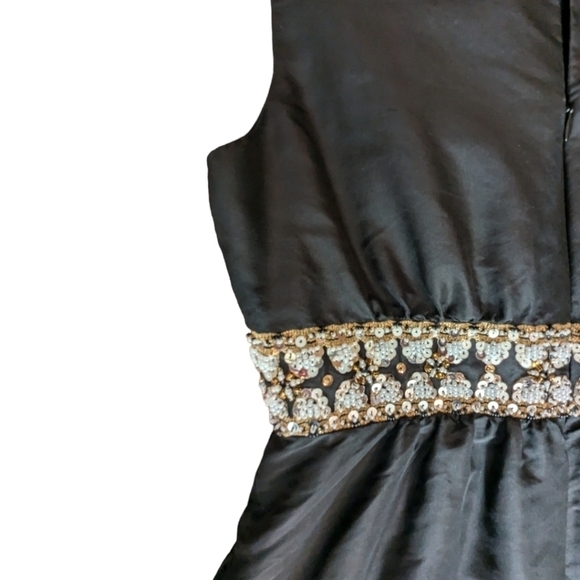 Tibi 100% silk black sleeveless short party dress with sequins/ beads sz 6 - Picture 2 of 11